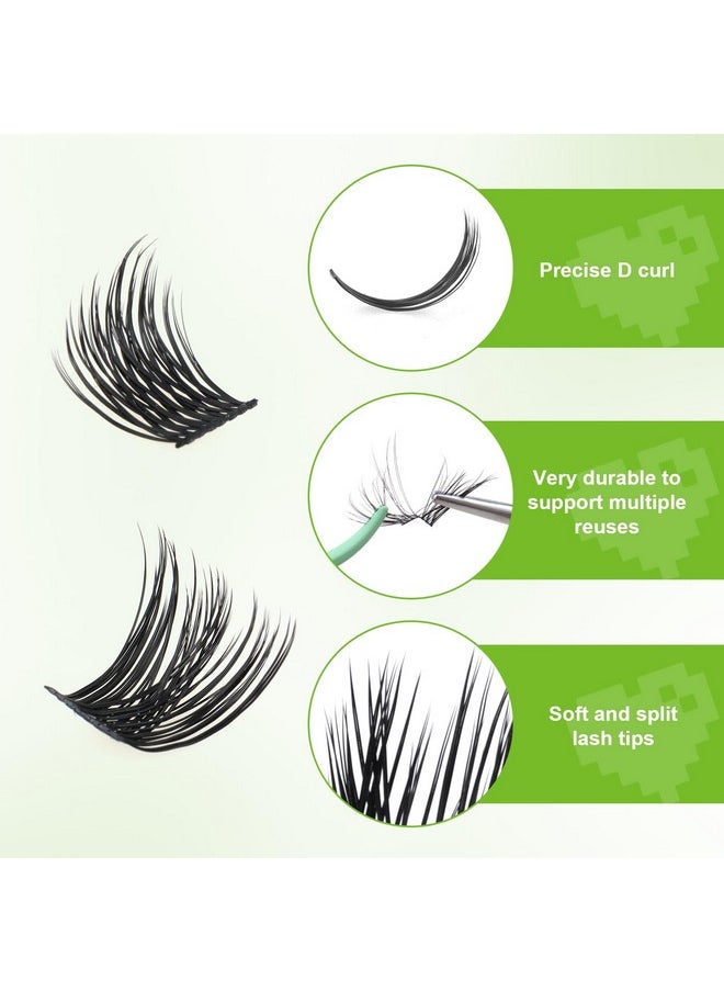 Ellipse Lash Clusters Individual Lashes Flat Natural And Fluffy Diy Lash Extensions Multi-Type 0.07Mm D Curl 10-16Mm Volume Cluster Eyelash Extensions For Self Application At Home