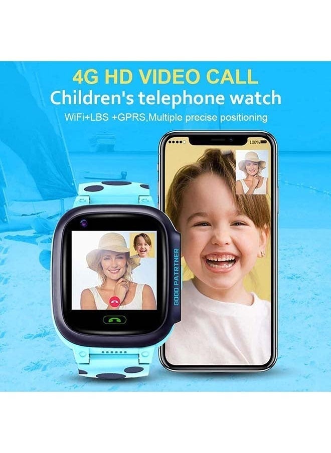 4G GPS Waterproof Kids Smart Watch in Blue, with Real-Time Location Tracking and Two-Way Call Functionality