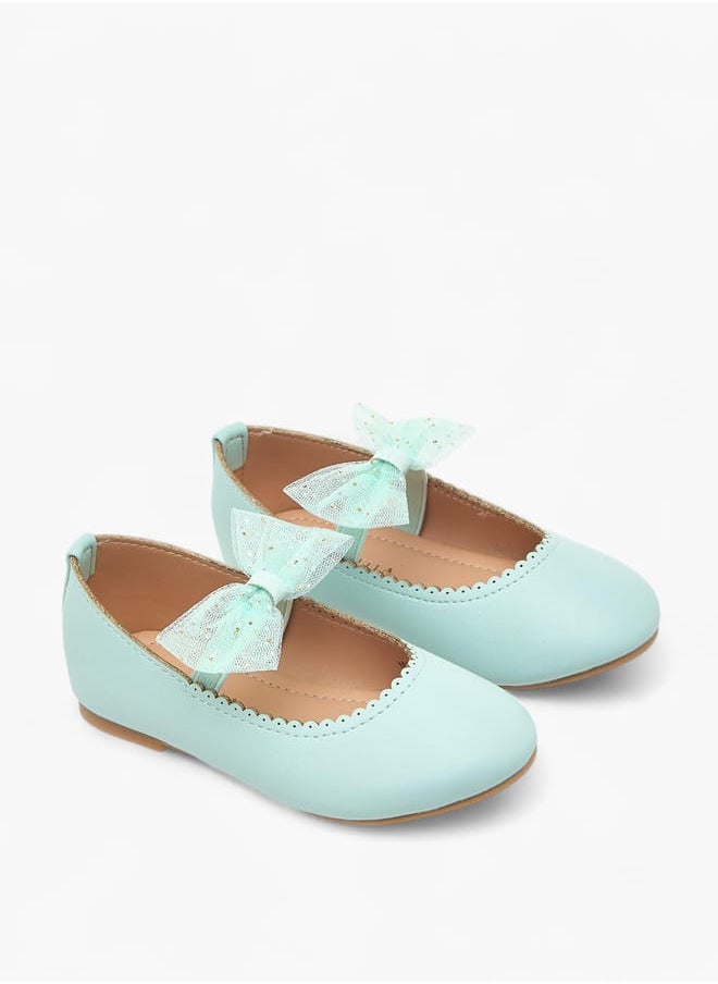 Girls Bow Detail Ballerina Shoes with Elasticated Strap