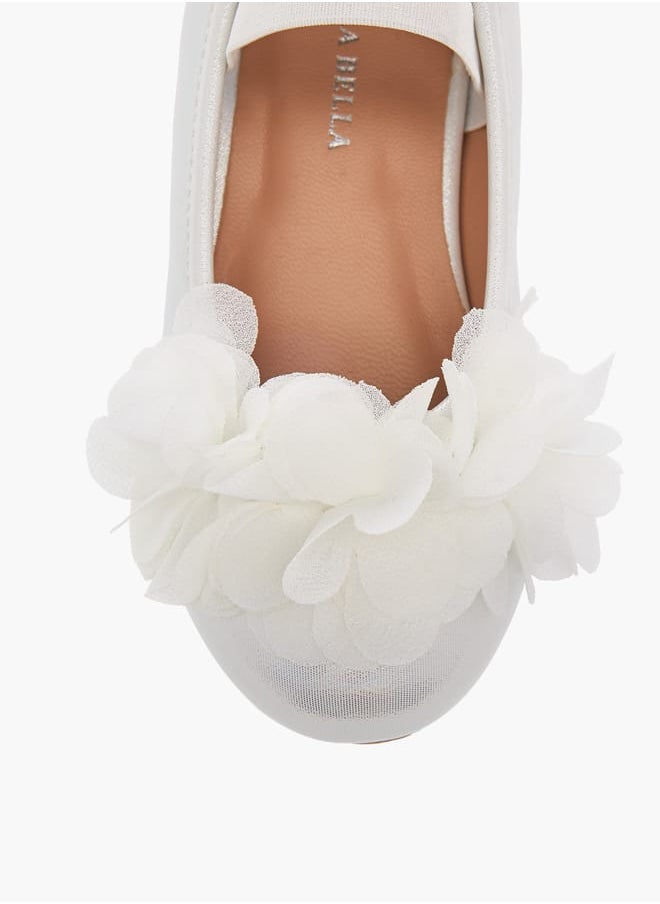 Girls Flower Applique Ballerina Shoes with Elasticated Strap Ramadan Collection