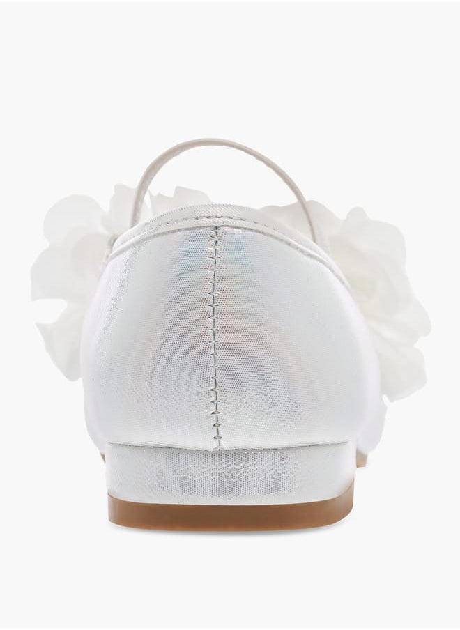 Girls Flower Applique Ballerina Shoes with Elasticated Strap Ramadan Collection