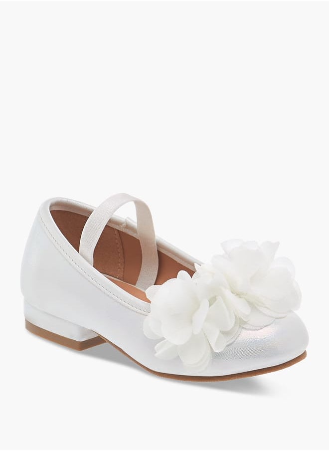 Girls Flower Applique Ballerina Shoes with Elasticated Strap Ramadan Collection