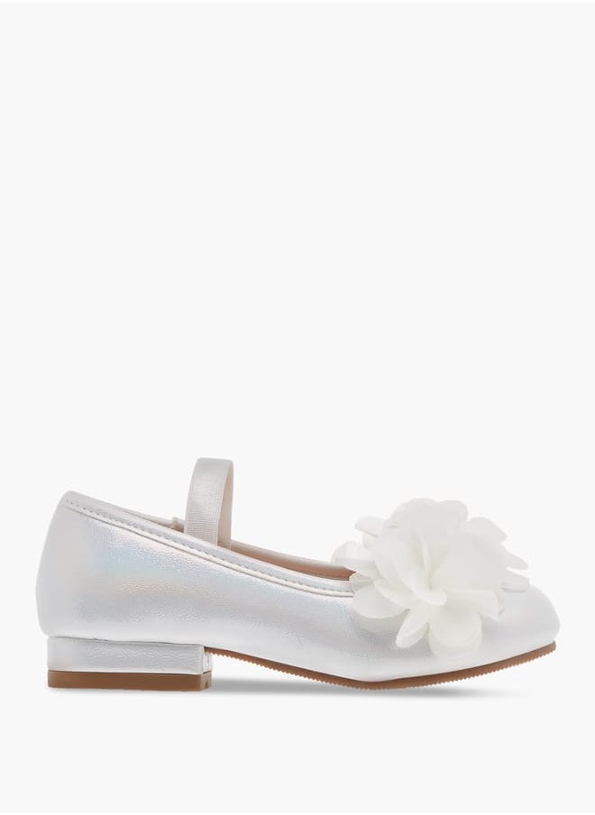 Girls Flower Applique Ballerina Shoes with Elasticated Strap Ramadan Collection