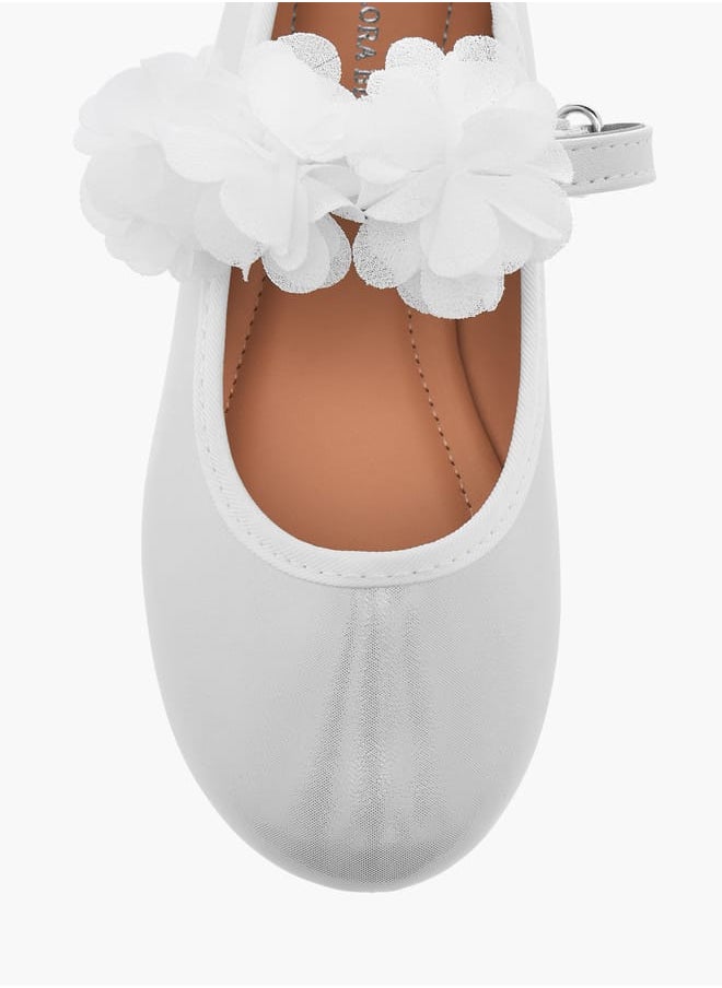 Girls Flower Applique Ballerina Shoes with Hook and Loop Closure Ramadan Collection