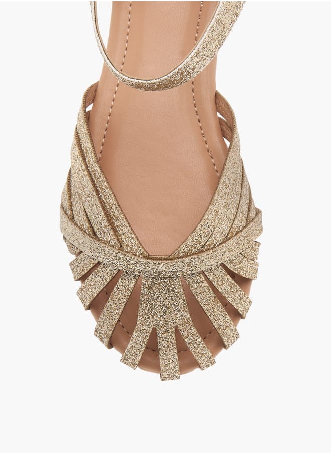 Girls Strap Detail Ballerina Shoes with Hook and Loop Closure Ramadan Collection