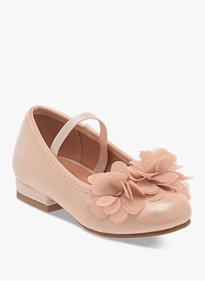 Girls Flower Applique Ballerina Shoes with Elasticated Strap Ramadan Collection