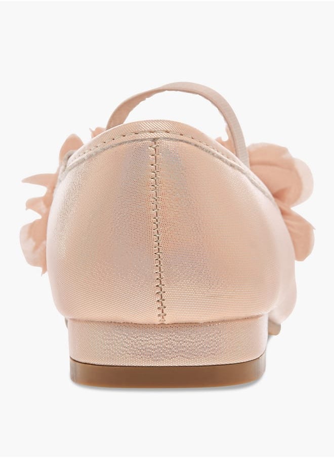 Girls Flower Applique Ballerina Shoes with Elasticated Strap Ramadan Collection