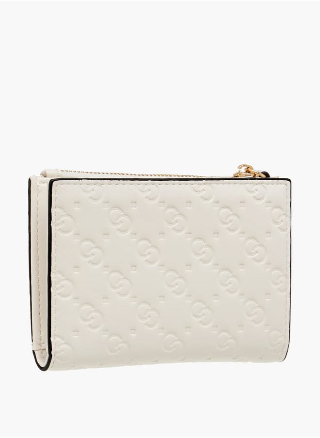 Women Monogram Embossed Wallet with Zip Closure