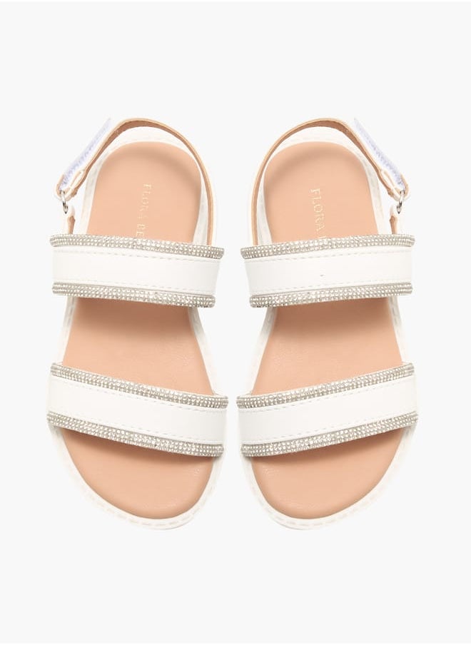 Girls Embellished Strap Sandals with Hook and Loop Closure Ramadan Collection