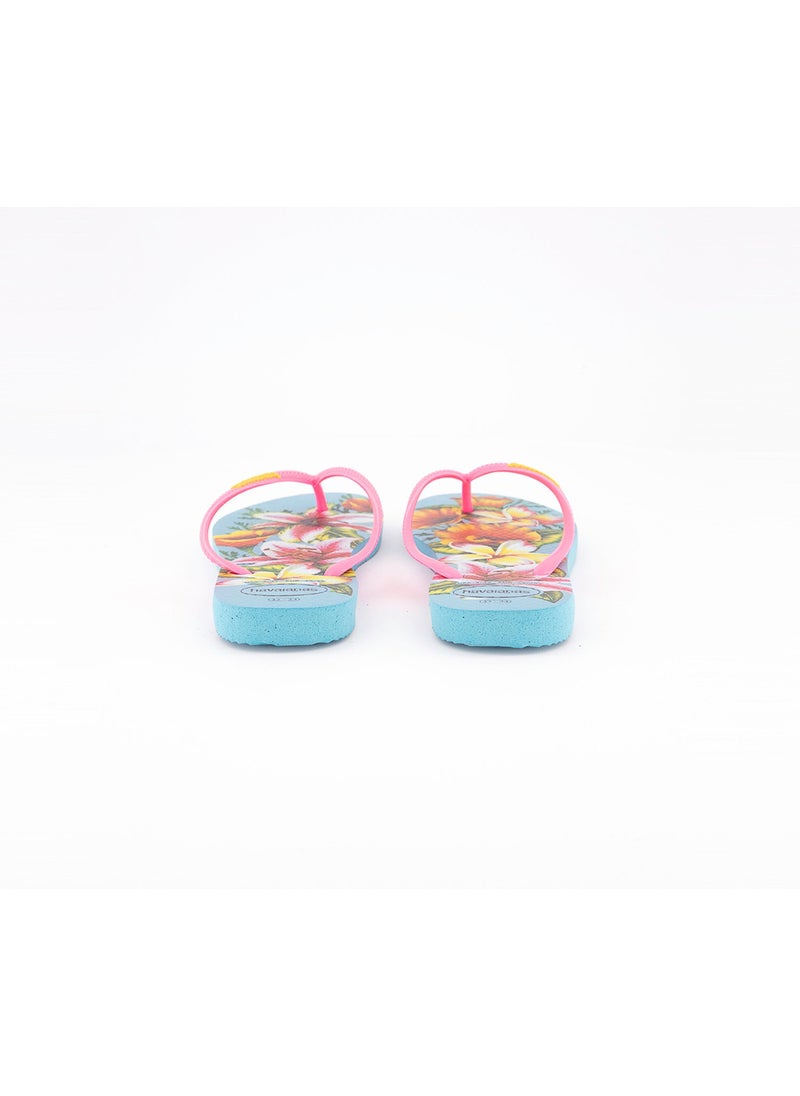 Kid Girl Slim Floral Slippers, Blue