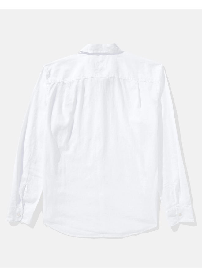 AE Long-Sleeve Linen-Blend Button-Up Shirt