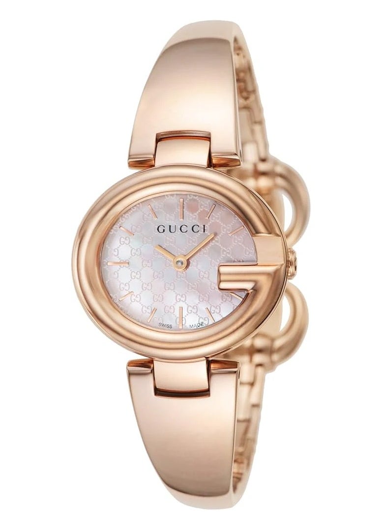 Gucci Guccisima Quartz Mother Of Pearl White Dial Rose Gold Steel Strap Watch For Women - YA134312