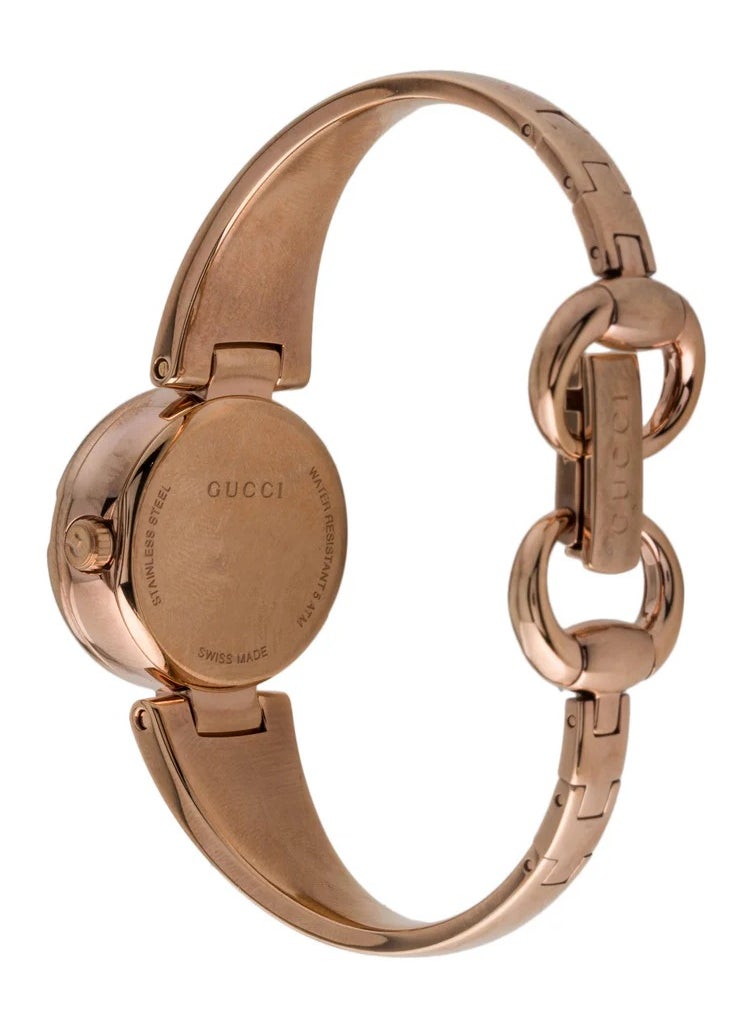 Gucci Guccisima Quartz Mother Of Pearl White Dial Rose Gold Steel Strap Watch For Women - YA134312