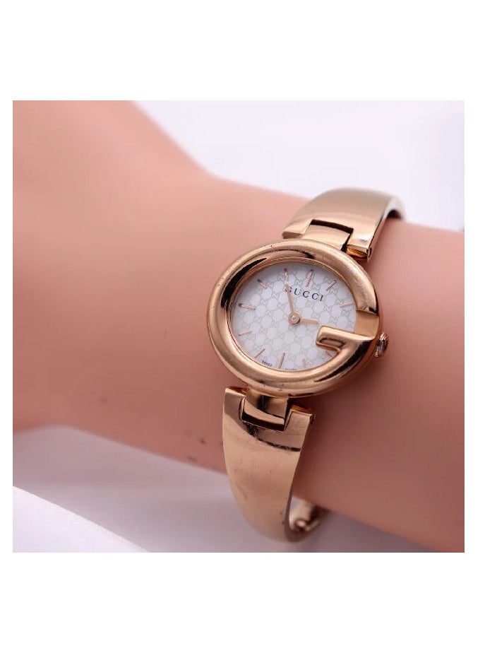 Gucci Guccisima Quartz Mother Of Pearl White Dial Rose Gold Steel Strap Watch For Women - YA134312