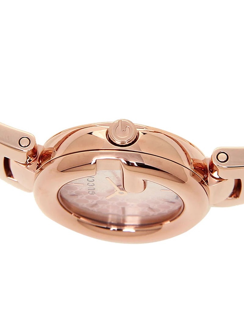 Gucci Guccisima Quartz Mother Of Pearl White Dial Rose Gold Steel Strap Watch For Women - YA134312