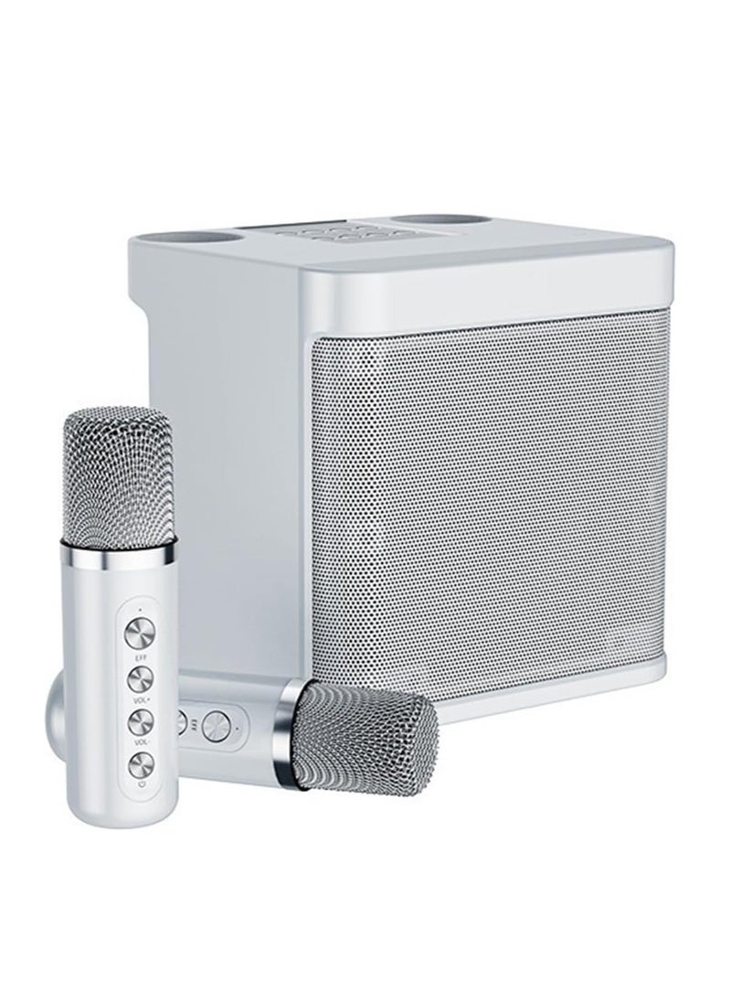 Karaoke Machine for Adults and Kids – Portable Bluetooth Karaoke Speaker with 2 Wireless Microphones, PA Speaker System for Indoor & Outdoor Parties, Family Entertainment (White)