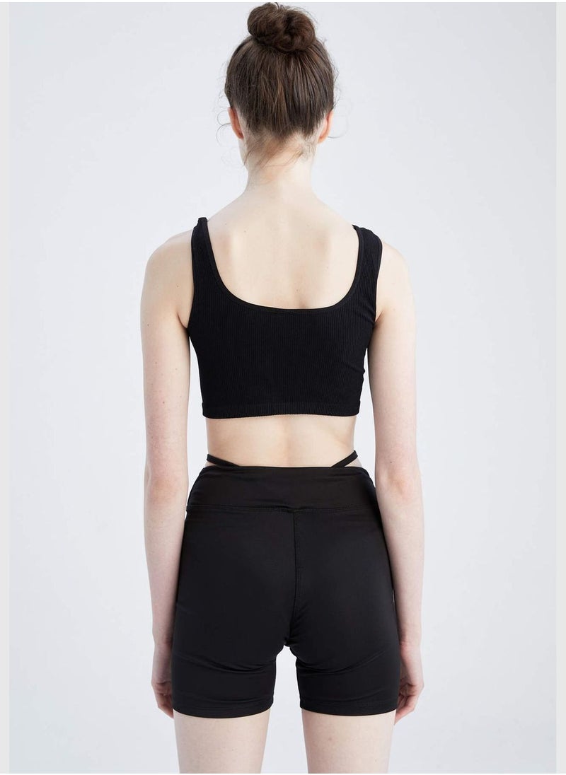 Crew Neck Strappy Sports Bra