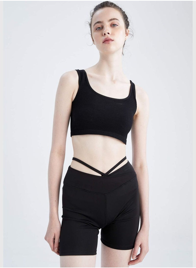 Crew Neck Strappy Sports Bra