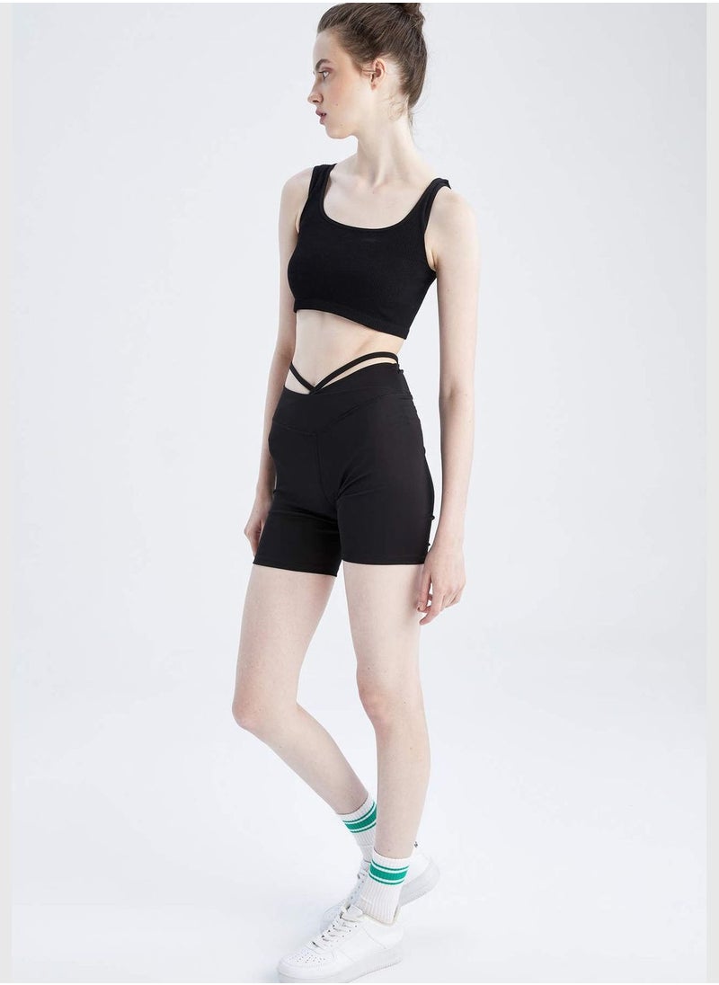 Crew Neck Strappy Sports Bra