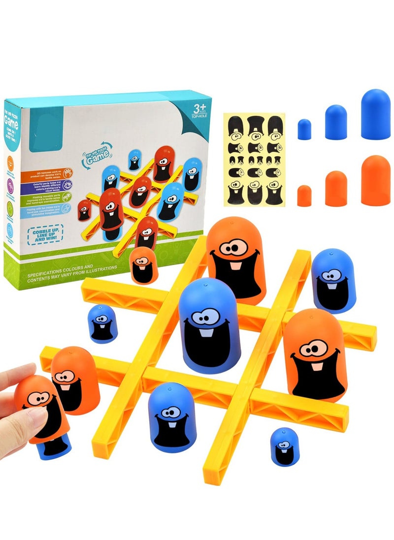 Big Eat Small Tic Tac Toe Game Set, 2 Players Tic Tac Toe Big Eat Small Game Parent-Child Interactive, Blue Orange Gobblet Gobblers Board Game, Family Games to Play and a Classic Game