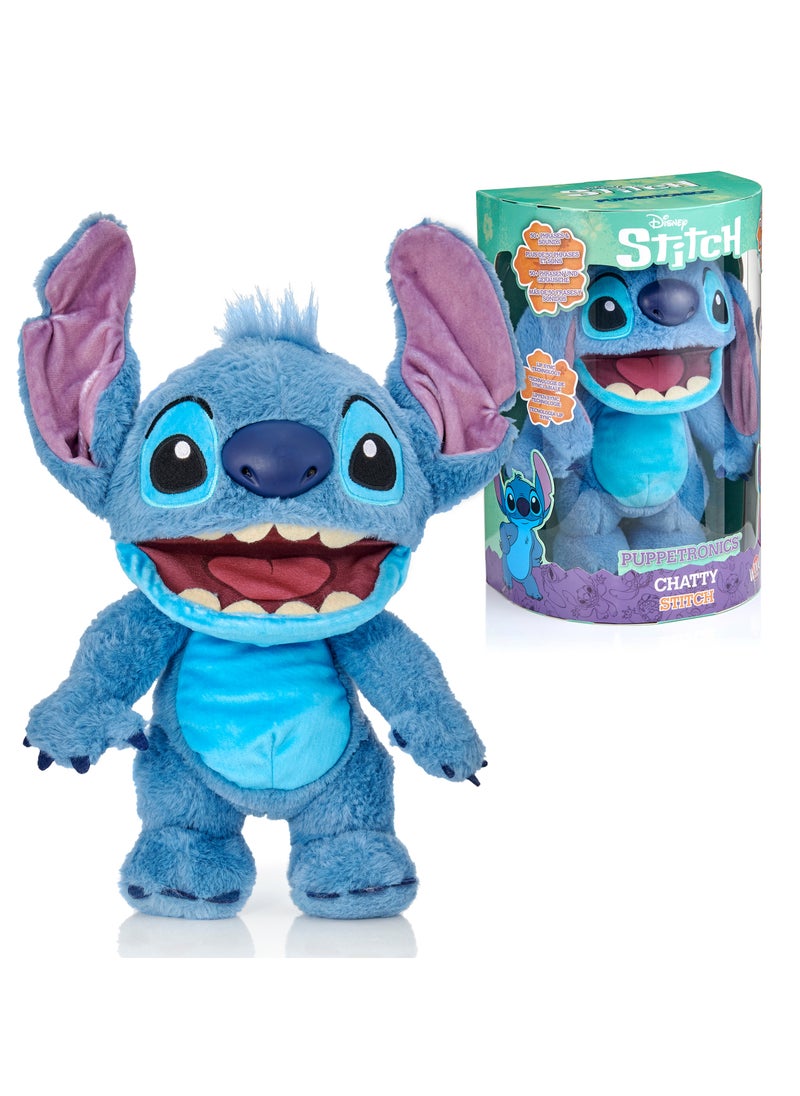 Disney Stitch Real FX Chatty Puppetronic | Lilo & Stitch | Puppet | Interactive Plush Toy | Soft Toy | With Fun Phrases and Sound | Gift for Kids and Adults