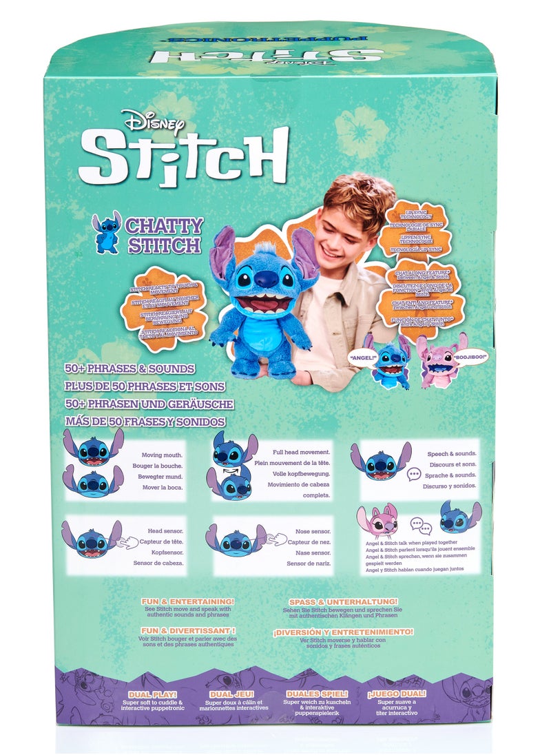 Disney Stitch Real FX Chatty Puppetronic | Lilo & Stitch | Puppet | Interactive Plush Toy | Soft Toy | With Fun Phrases and Sound | Gift for Kids and Adults