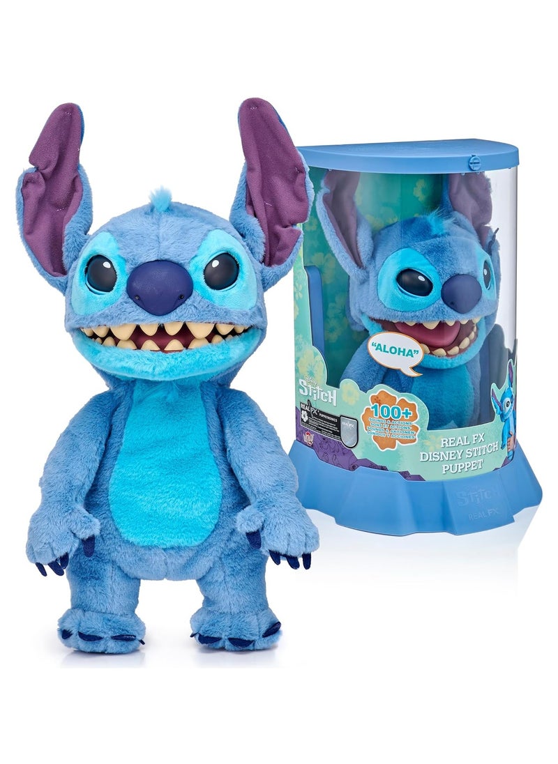 Disney Stitch Real FX Animatronic Puppet 18-Inches | Lilo & Stitch | Puppet | Interactive Plush Toy | Soft Toy | 100+ Sound & Action Combinations! | Gift for Kids and Adults
