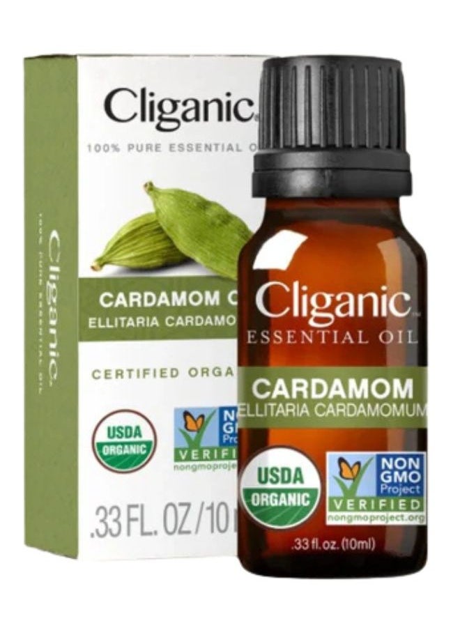 Organic Cardamom Essential Oil 10ml, 100% Pure Natural Undiluted, For Aromatherapy, Non-GMO Verified