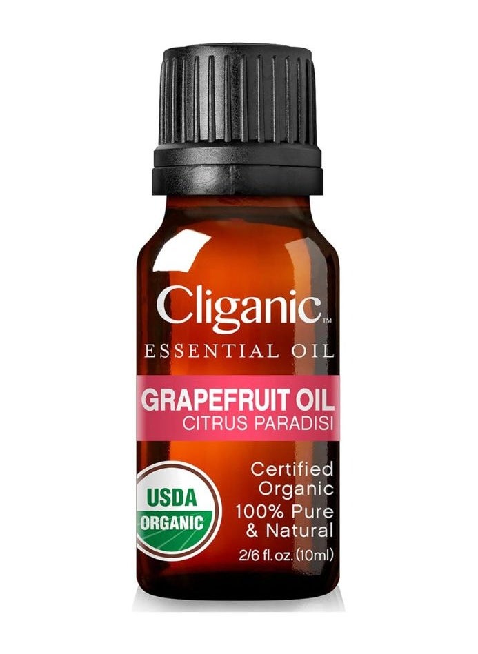 Organic Pink Grapefruit Essential Oil 10ml, 100% Pure Natural Undiluted, For Aromatherapy, Non-GMO Verified