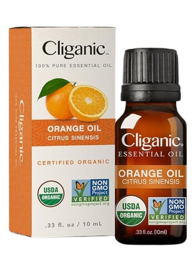 Organic Orange Essential Oil 10ml, 100% Pure Natural Undiluted, For Aromatherapy Diffuser, Non-GMO Verified