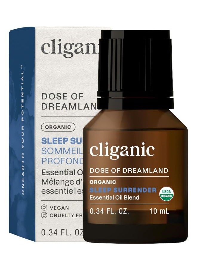 Organic Sleep Surrender Essential Oil Blend 10ml, 100% Pure, Natural Aromatherapy Oil for Diffuser Steam, Non-GMO Verified