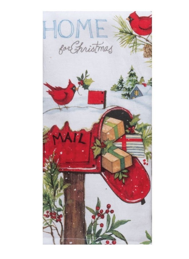 Home For Christmas Dual Purpose Terry Towel Bundle Of 2, Winter Mailbox And Red Truck