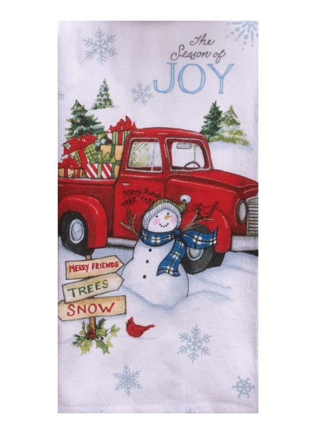 Home For Christmas Dual Purpose Terry Towel Bundle Of 2, Winter Mailbox And Red Truck