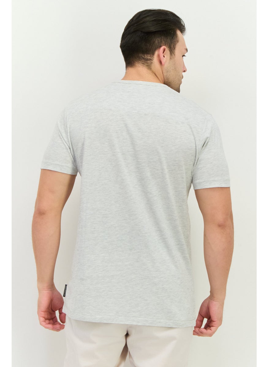 Men Crew Neck Short Sleeve Brand Logo T Shirt, Heather Grey
