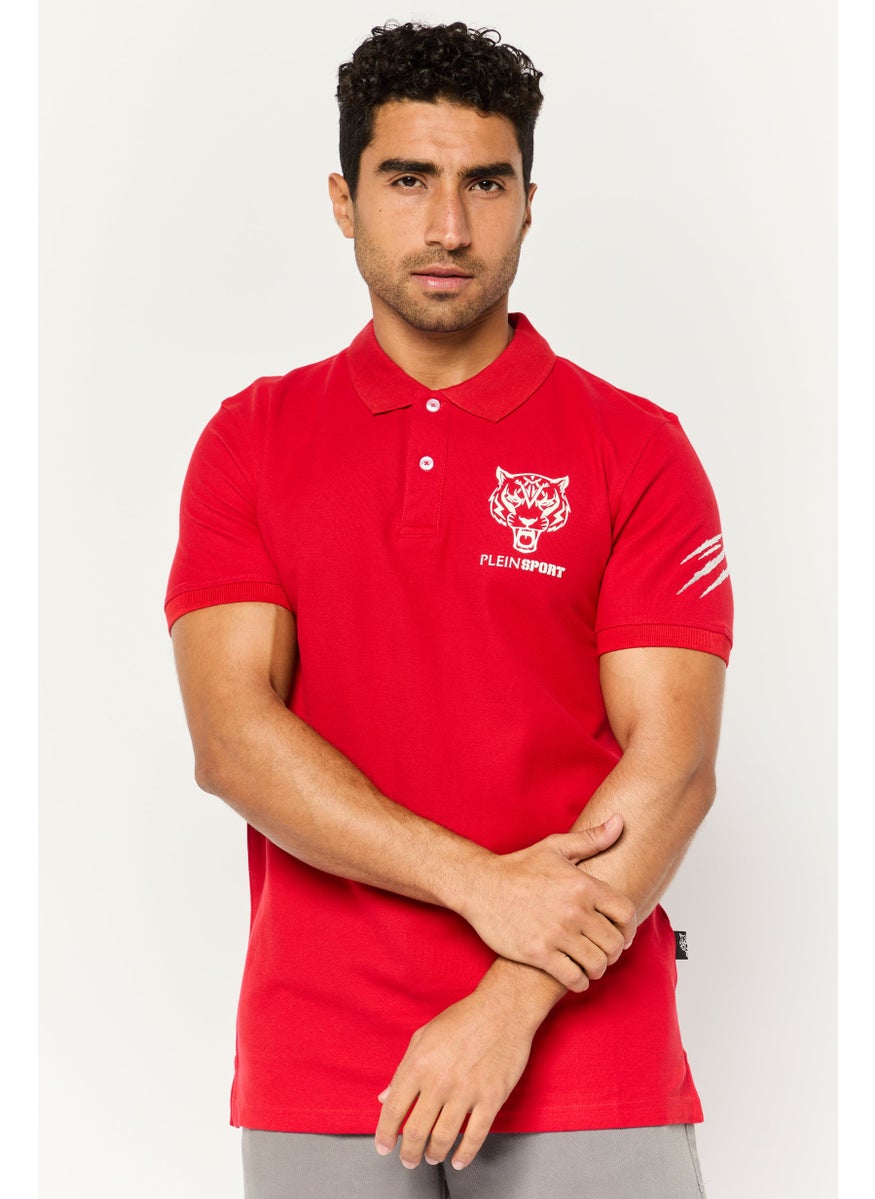 Men Sportswear Fit Short Sleeves Outdoor Polo Shirt, Red