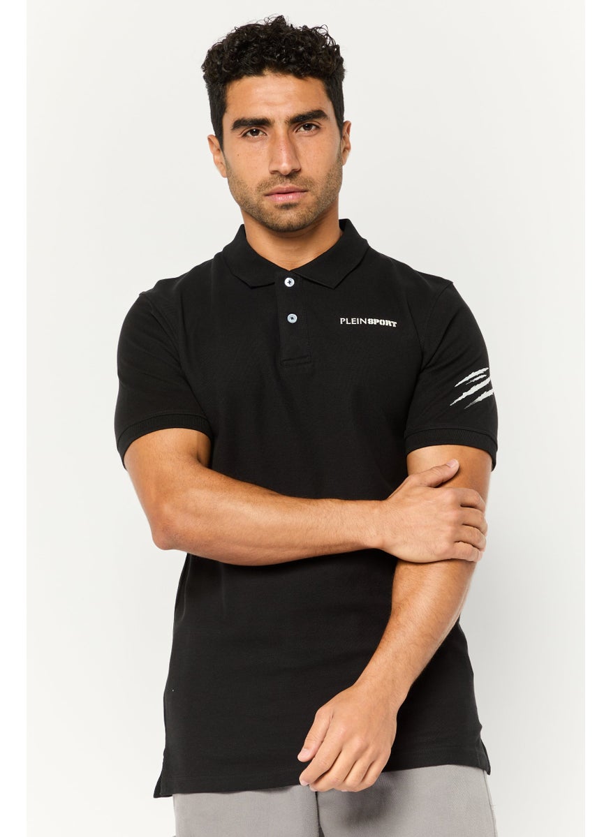 Men Sportswear Fit Short Sleeve Outdoor Polo Shirt, Black