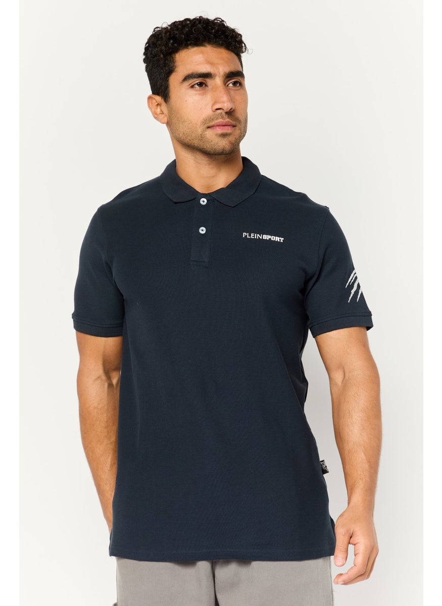 Men Sportswear Fit Short Sleeves Outdoor Polo Shirt, Navy