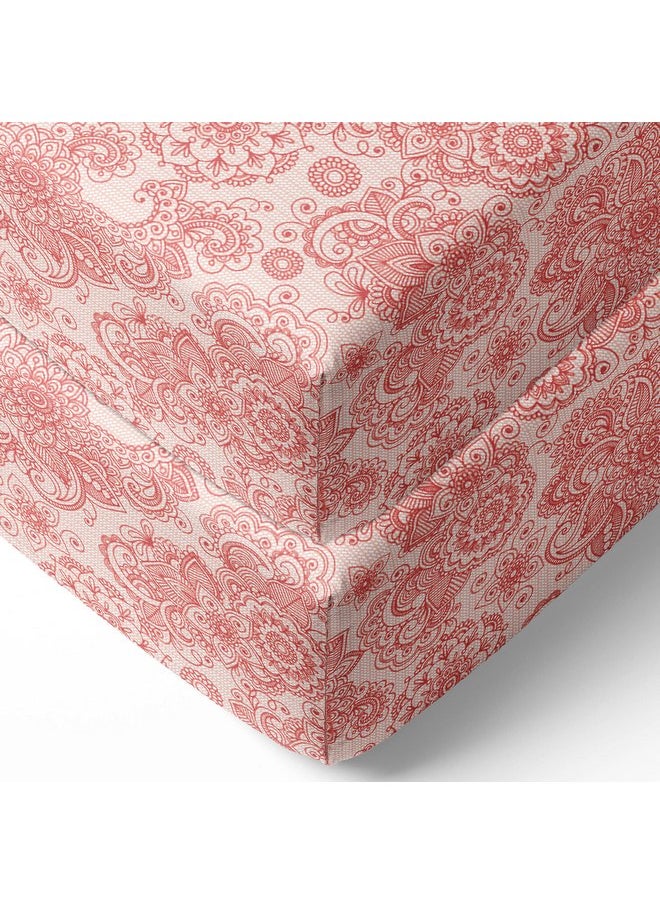 Bacati - 2 Pack Paisley Floral 100 Percent Cotton Percale Universal Baby US Standard Crib/Toddler Bed Fitted Sheets (Coral Scroll)