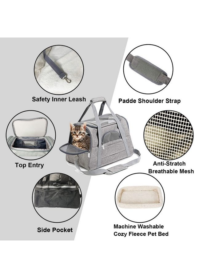 kathson Rabbit Travel Carrier Bag Airline Approved Pet Pocket Breathable Mesh Window Portable Hand Bag with Locking Safety Zippers for Small Dogs Cats Bunnies and Small Animals (Grey)