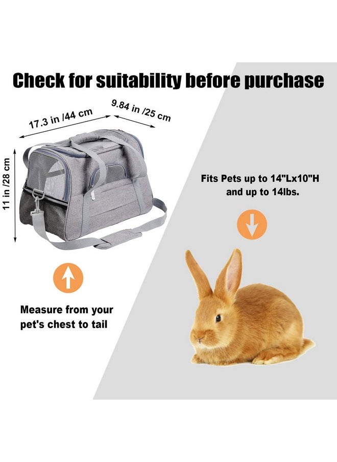 kathson Rabbit Travel Carrier Bag Airline Approved Pet Pocket Breathable Mesh Window Portable Hand Bag with Locking Safety Zippers for Small Dogs Cats Bunnies and Small Animals (Grey)