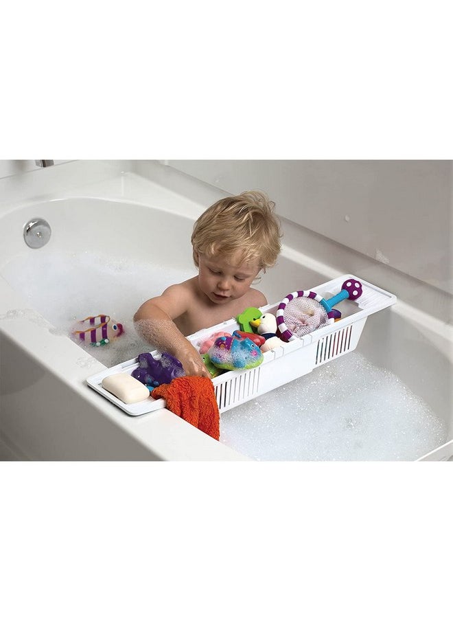 KidCo Bath Toy Organizer Storage Basket, 3 Compartment Horizontal Large Openings Bath Toy Organizer for Tub, Large Capacity Bath Toy Organizer with Large Openings, White