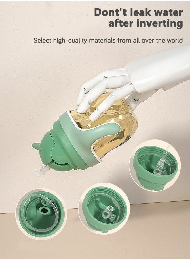 PPSU Baby Sippy Cup Boys and Girls Toddler Straw Cups Kids Water Bottle Spill Proof for School Outdoor Or Indoor BPA Free Easy To Hold Green 260ml