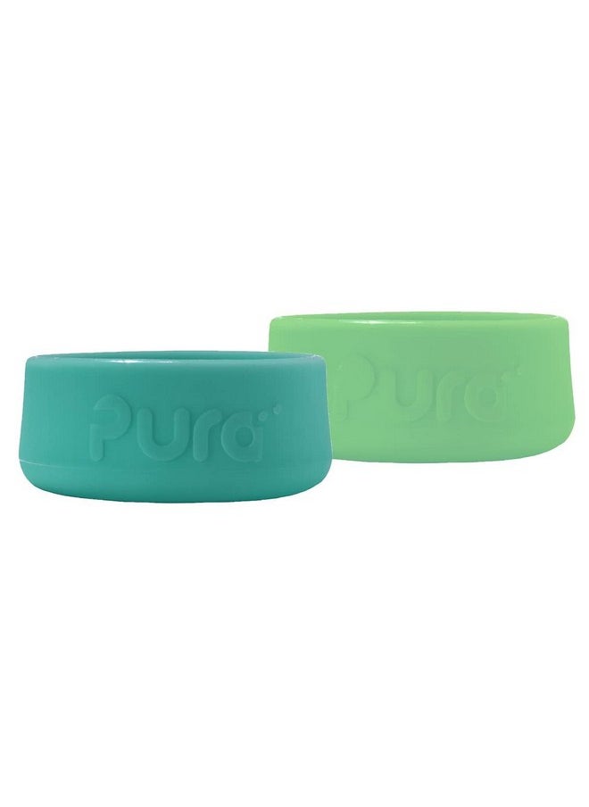 Pura Kiki Silicone Bottle Bumper - Plastic-Free, Medical-Grade, Dishwasher Safe, Protective, Leakproof Cover & Anti-Slip Bottom Cover - Compatible w/Pura Stainless Bottles 5oz 9oz & 11oz (Moss & Mint)