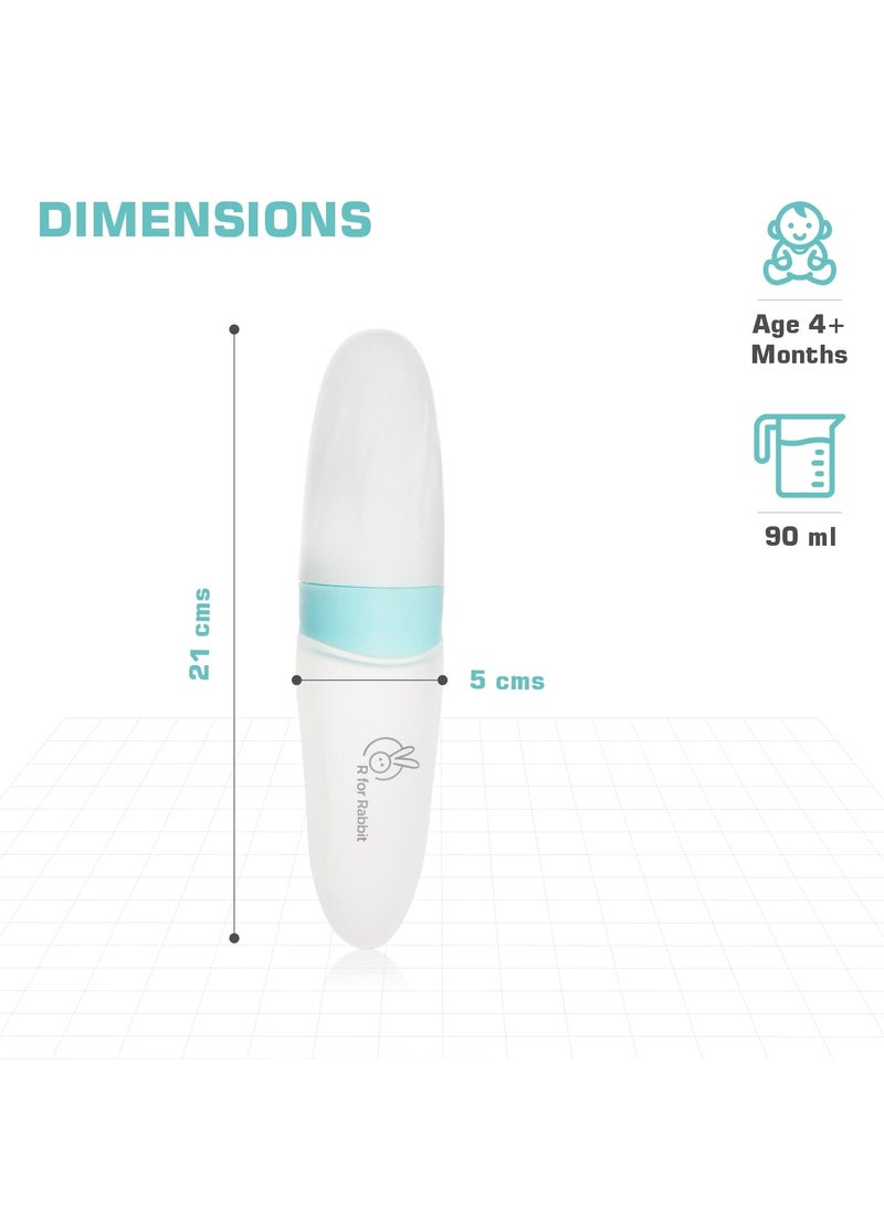 first feed food feeder with 90ml capacity for 4m plus baby premium soft silicone food grade bpa free for cereals infant kids blue