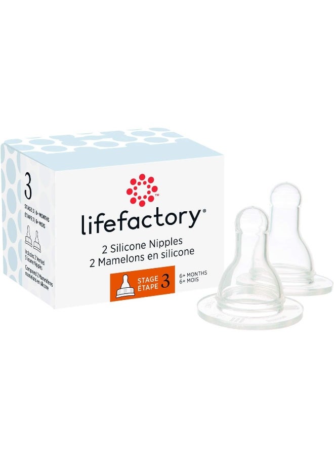 Lifefactory BPA-Free Stage 3 (6+ Months) Silicone Nipples 2-Pack