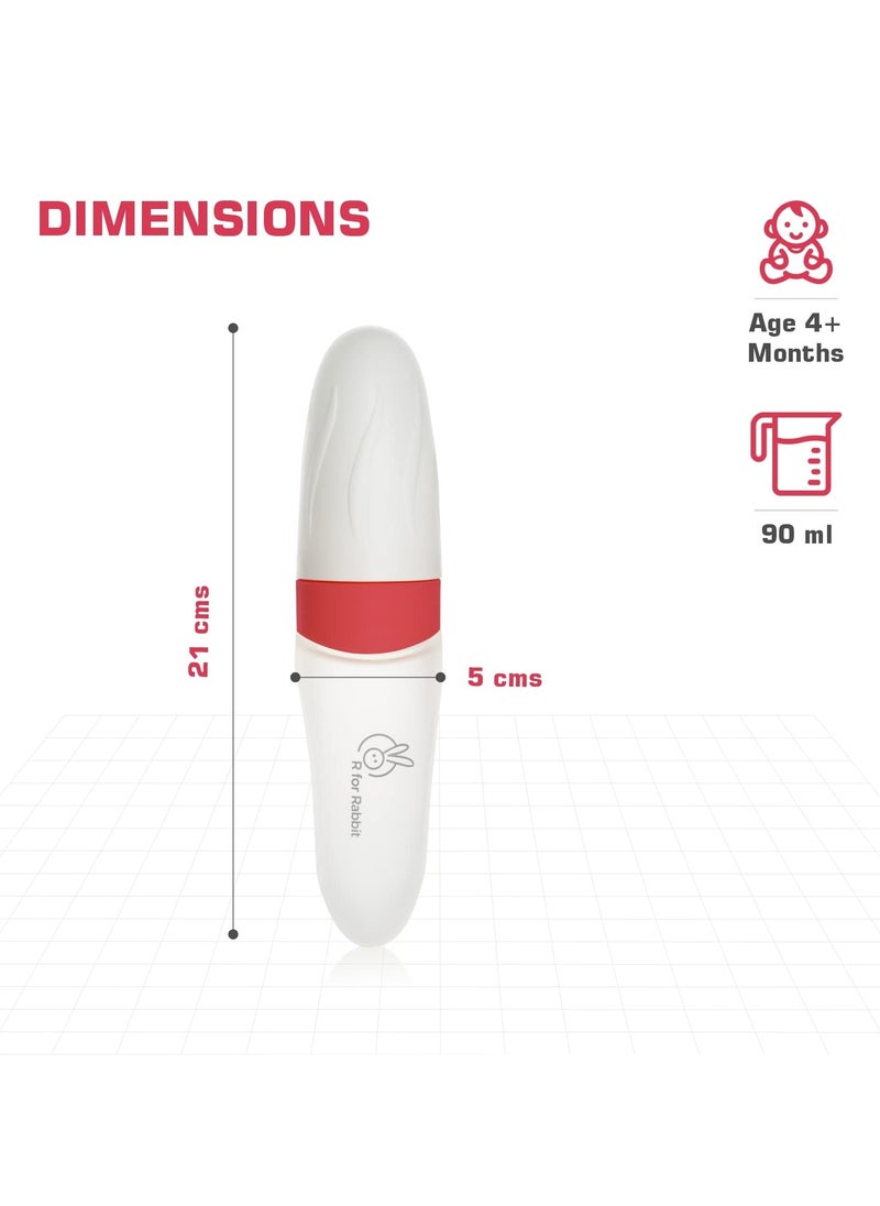 first feed food feeder with 90ml capacity for 4m plus baby premium soft silicone food grade bpa free for cereals infant kids red