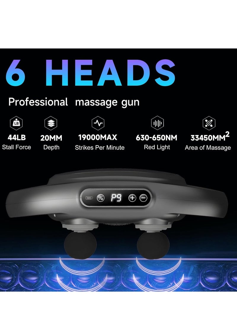 6 Heads Deep Tissue Massage Gun – Powerful Percussion Massager for Thighs, Legs, Arms, Back, Neck, Shoulders, Buttocks, and Waist for Muscle Relaxation, Recovery & Pain Relief