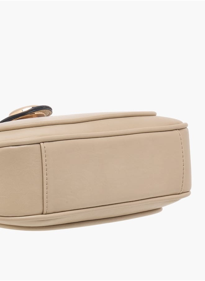 Women Logo Accent Shoulder Bag with Zip Closure