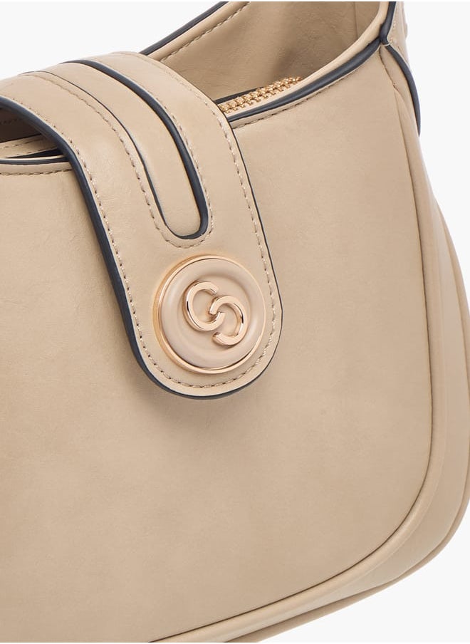 Women Logo Accent Shoulder Bag with Zip Closure