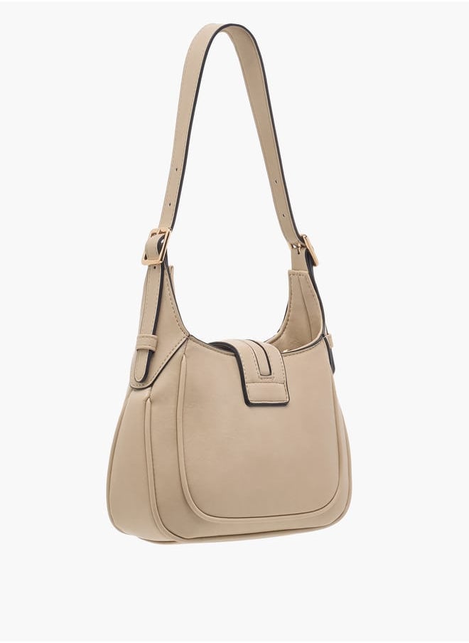 Women Logo Accent Shoulder Bag with Zip Closure